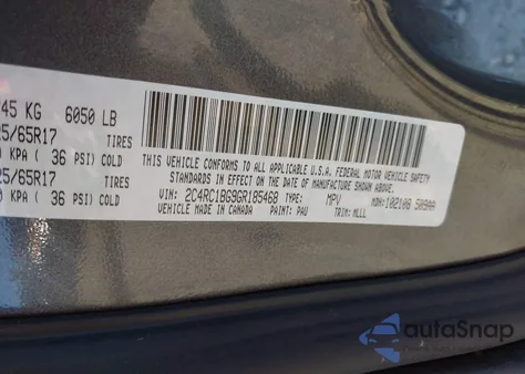 2016 Chrysler Town & Country Touring from USA, damaged, VIN 2C4RC1BG9GR185468